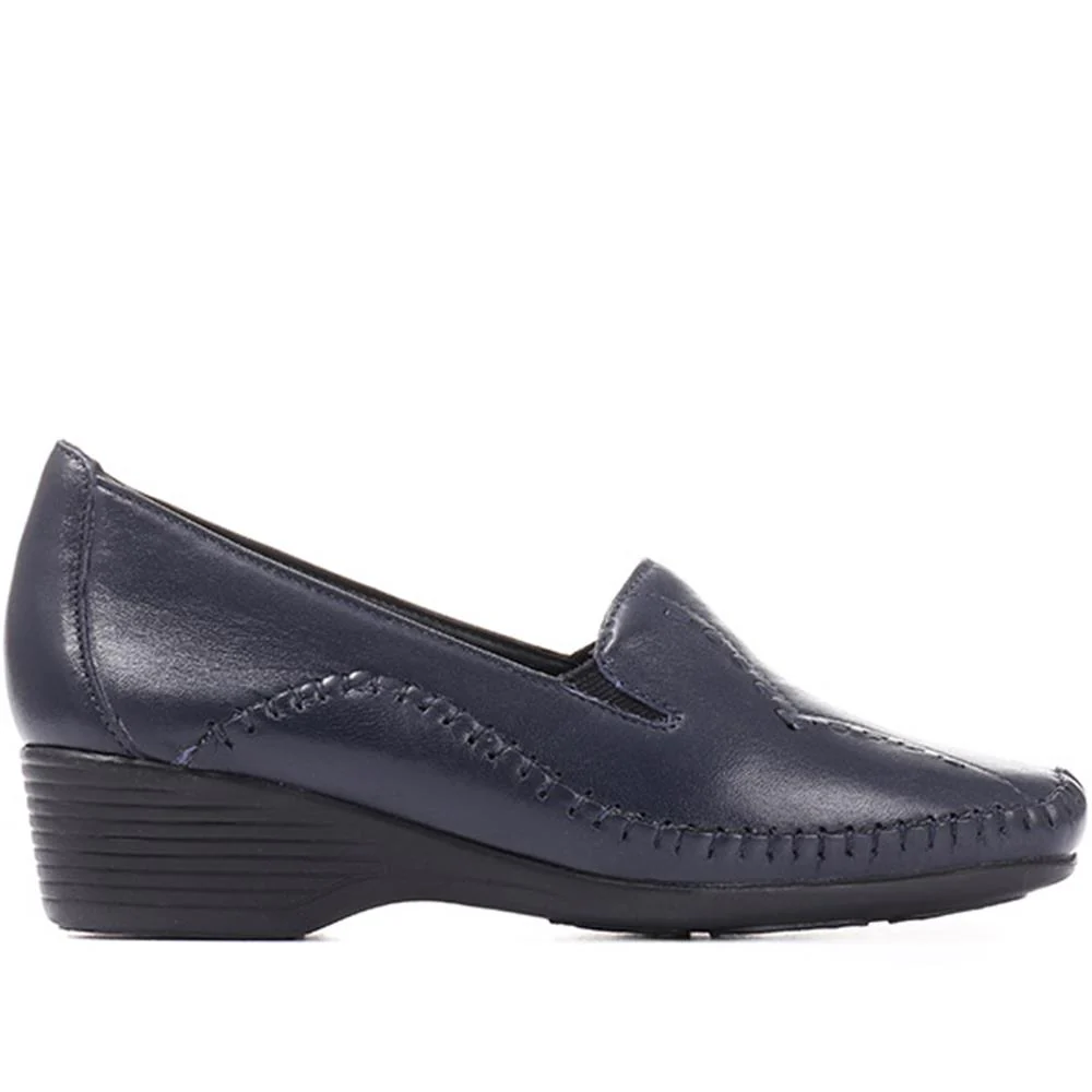 Leather Slip On Shoes - NAP24009 / 308 415 - Navy - Image 2