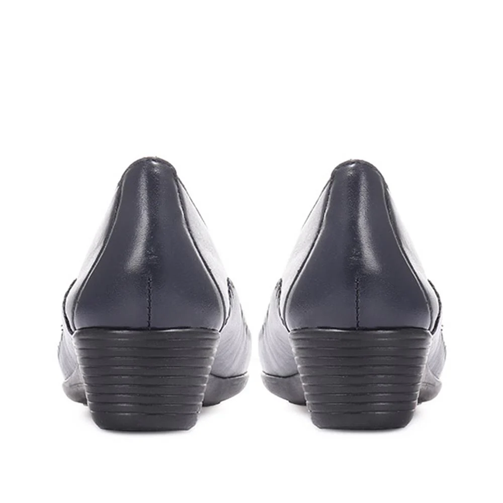 Leather Slip On Shoes - NAP24009 / 308 415 - Navy - Image 3
