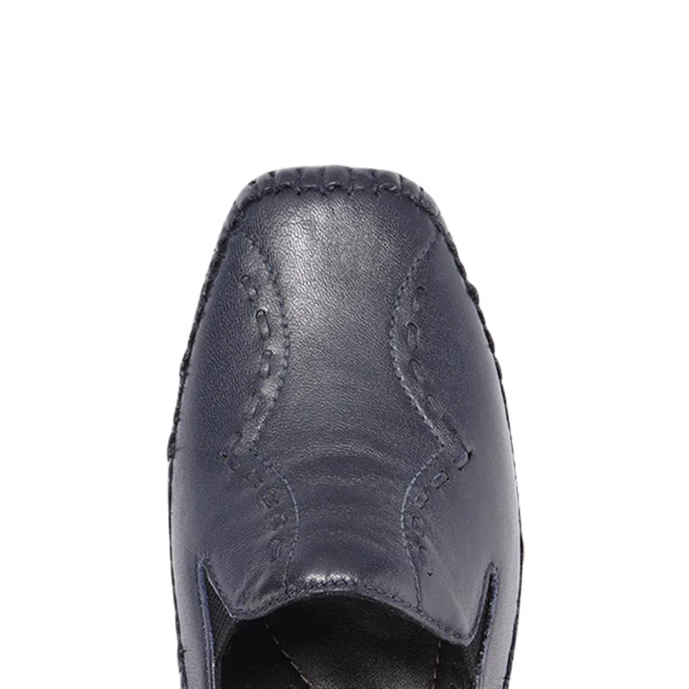 Leather Slip On Shoes - NAP24009 / 308 415 - Navy - Image 5