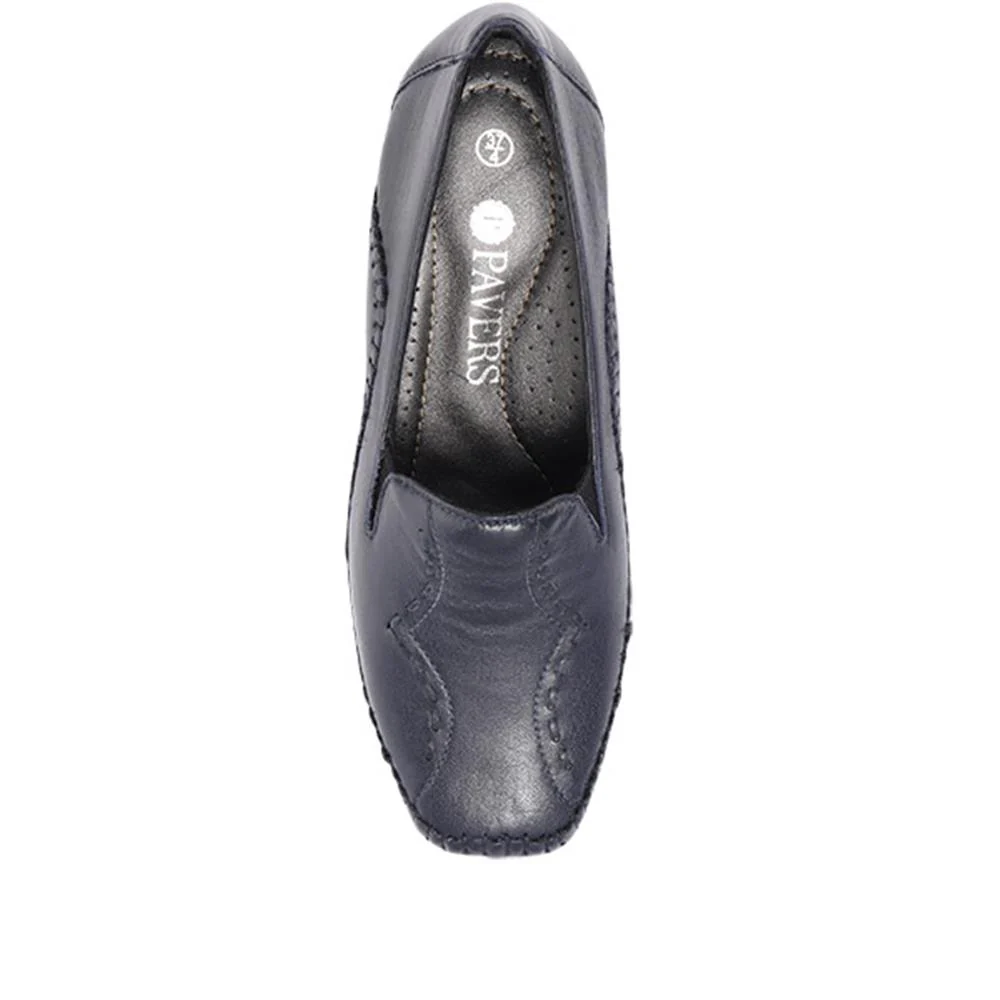 Leather Slip On Shoes - NAP24009 / 308 415 - Navy - Image 6