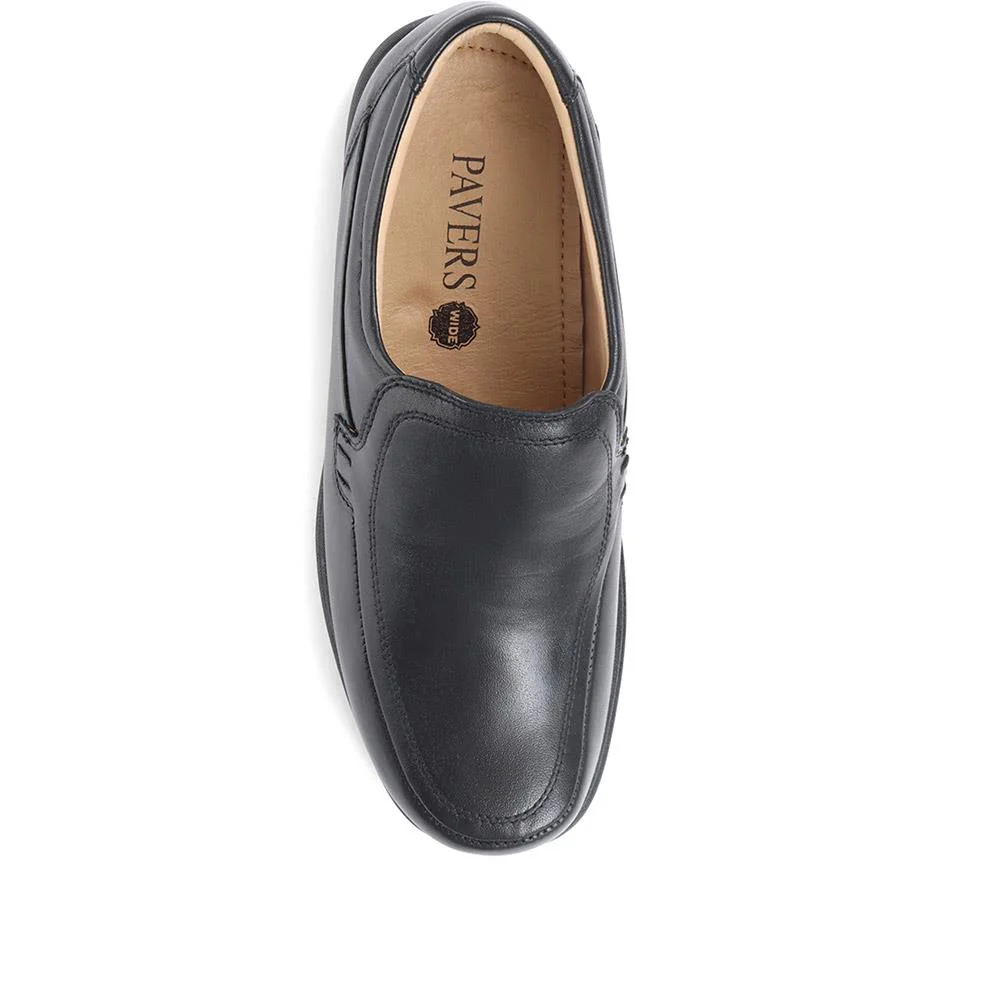 Wide Fit Leather Slip-On Shoes - NAP35021 / 322 483 - Black - Image 4