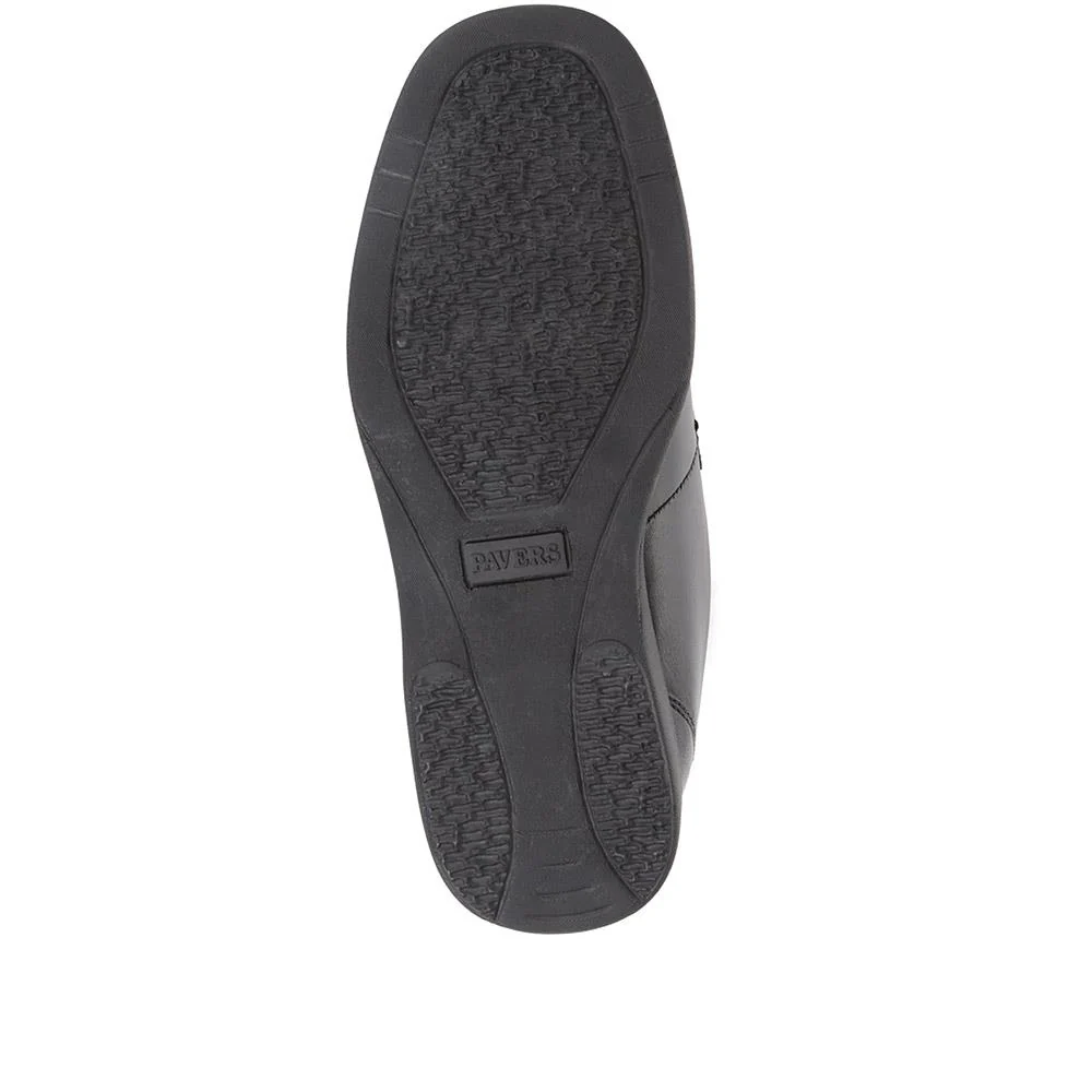Wide Fit Leather Slip-On Shoes - NAP35021 / 322 483 - Black - Image 5