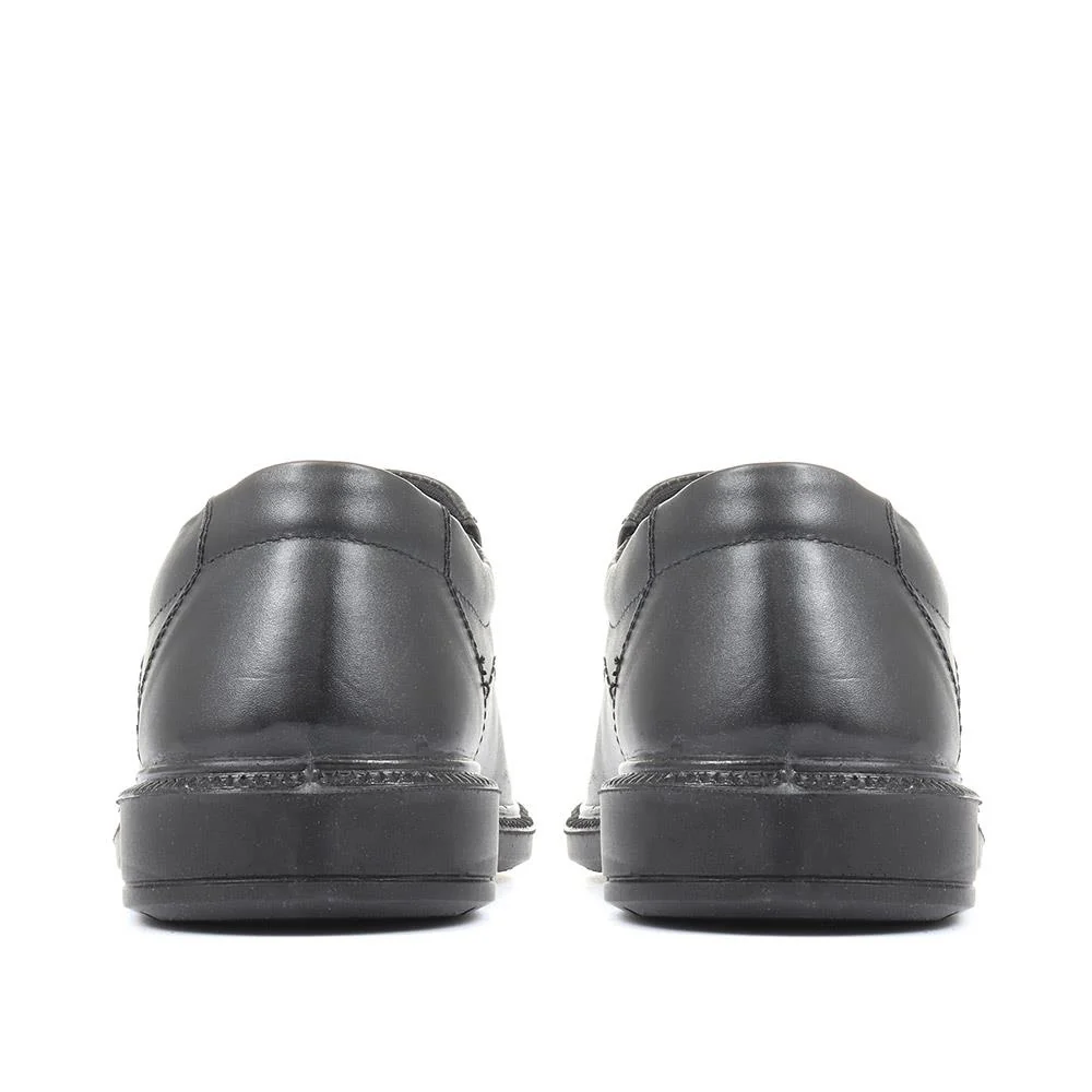 Leather Slip On Shoes - RAJ1601 / 124 914 - Black - Image 3