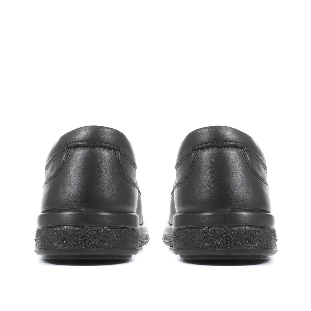 Leather Slip On Shoes - RAJ1801 / 145 886 - Black - Image 3