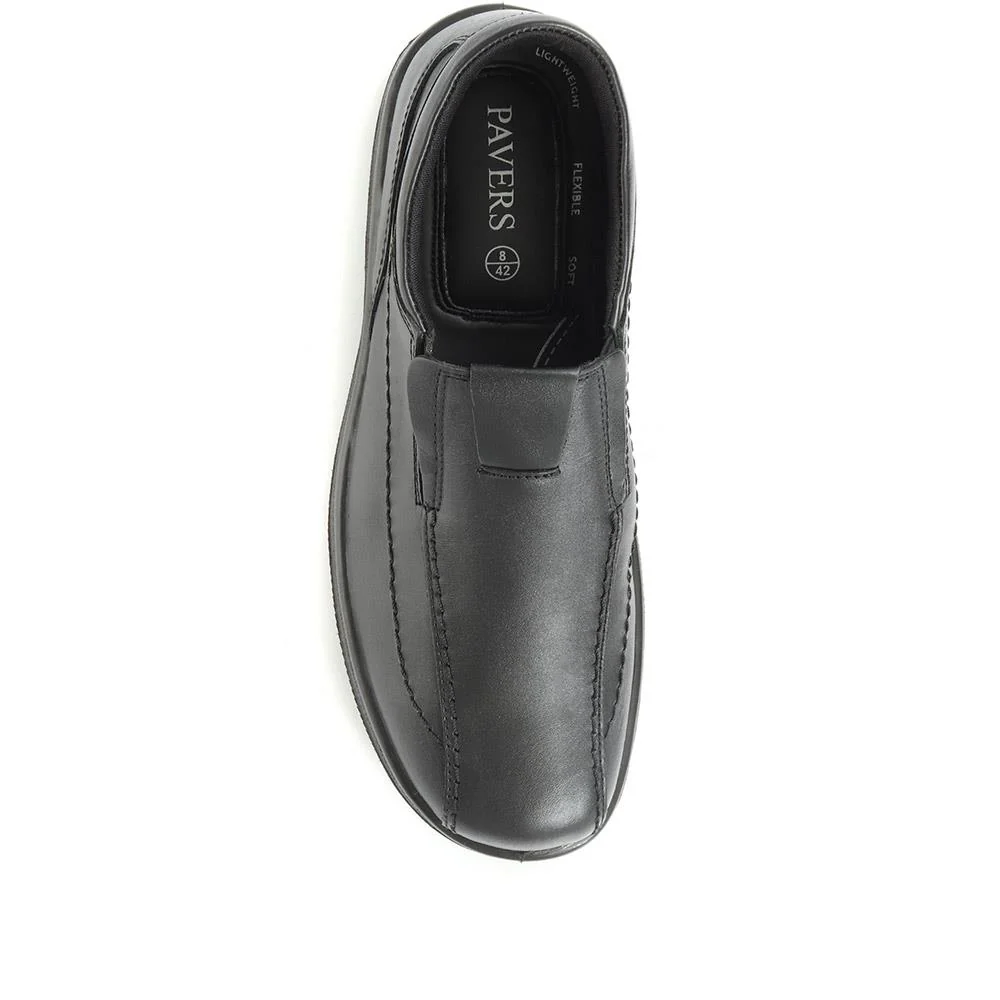 Leather Slip On Shoes - RAJ1801 / 145 886 - Black - Image 4