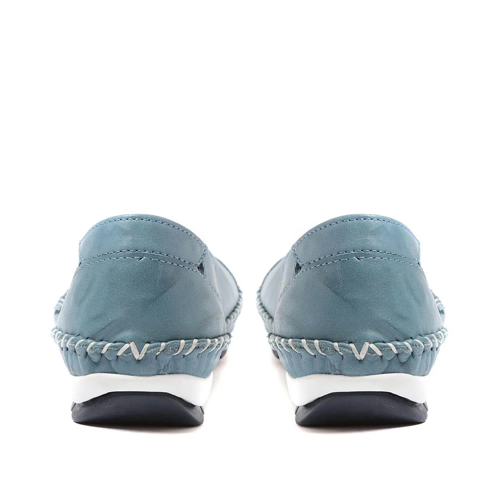 Leather Slip-On Shoes - SIMIN37001 / 323 260 - Denim - Image 3
