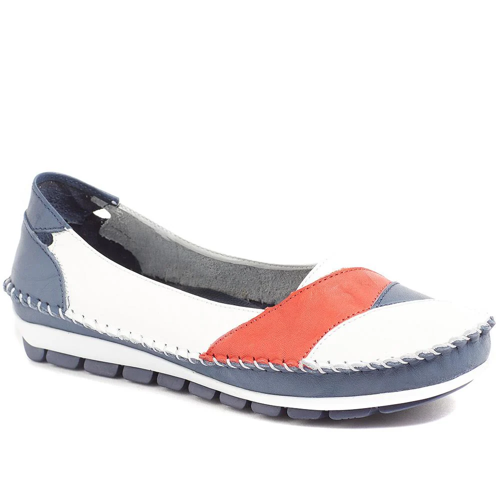 Leather Slip-On Shoes - SIMIN37001 / 323 260 - Navy-Red-White