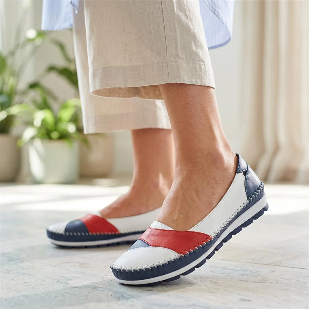 Leather Slip-On Shoes - SIMIN37001 / 323 260 - Navy-Red-White - Image 2