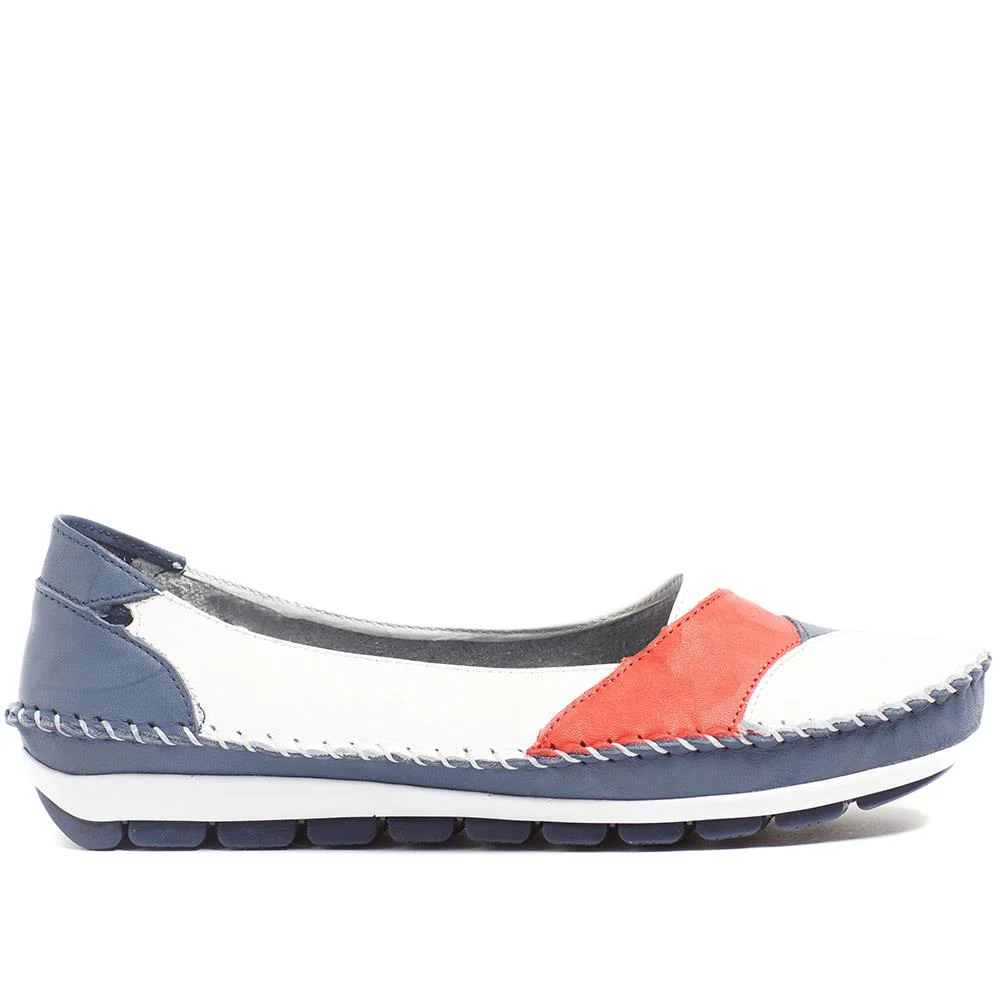 Leather Slip-On Shoes - SIMIN37001 / 323 260 - Navy-Red-White - Image 3