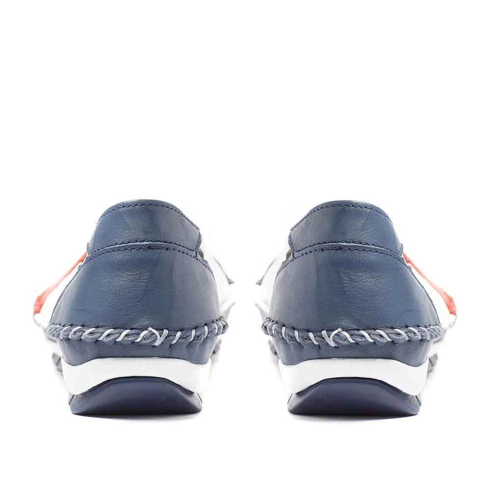 Leather Slip-On Shoes - SIMIN37001 / 323 260 - Navy-Red-White - Image 4