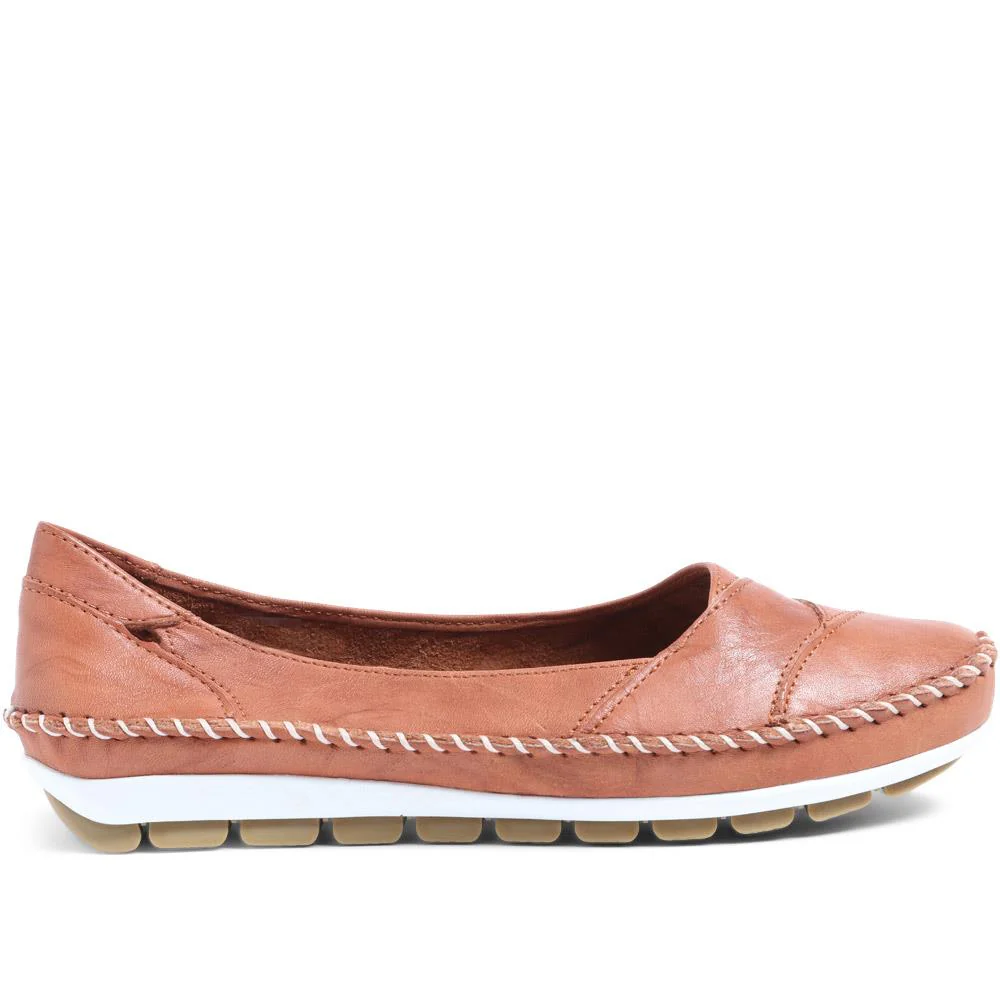 Leather Slip-On Shoes - SIMIN37001 / 323 260 - Tan - Image 2