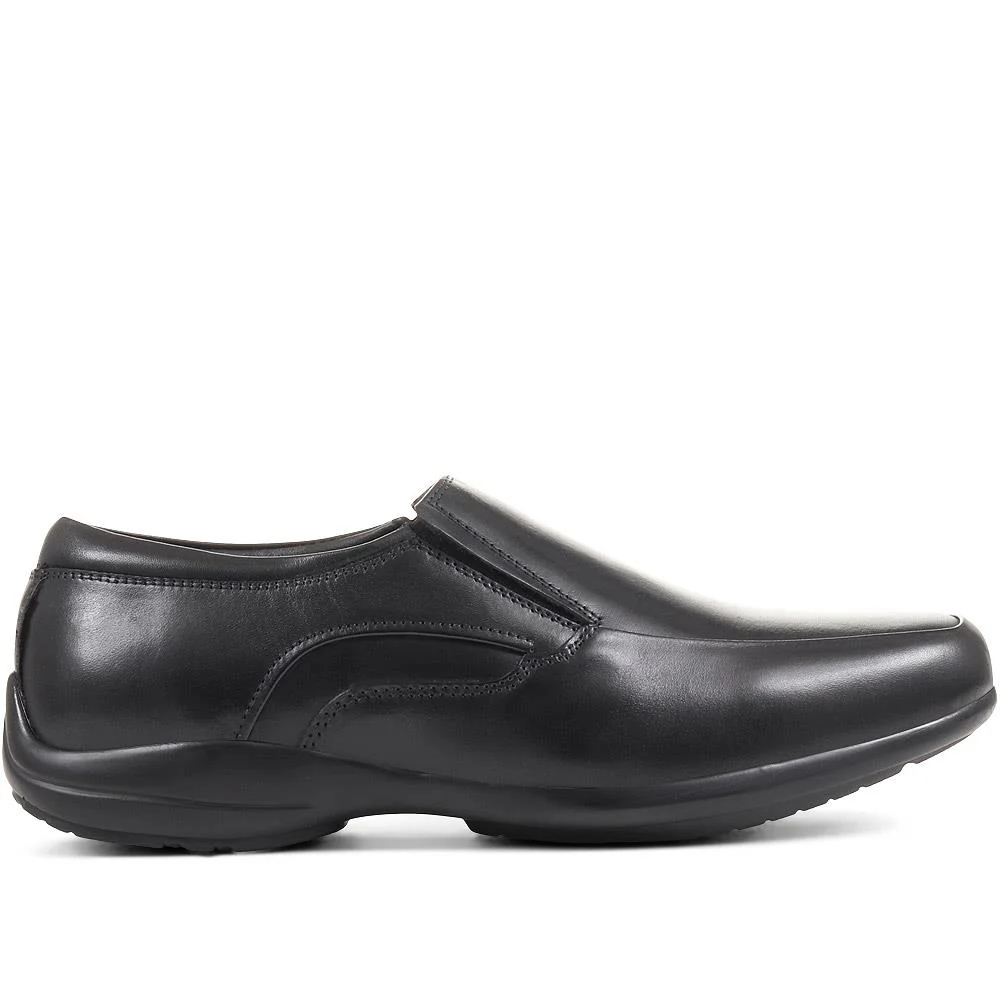 Wide Fit Leather Slip On Shoes - THEST36001 / 323 284 - Black - Image 2