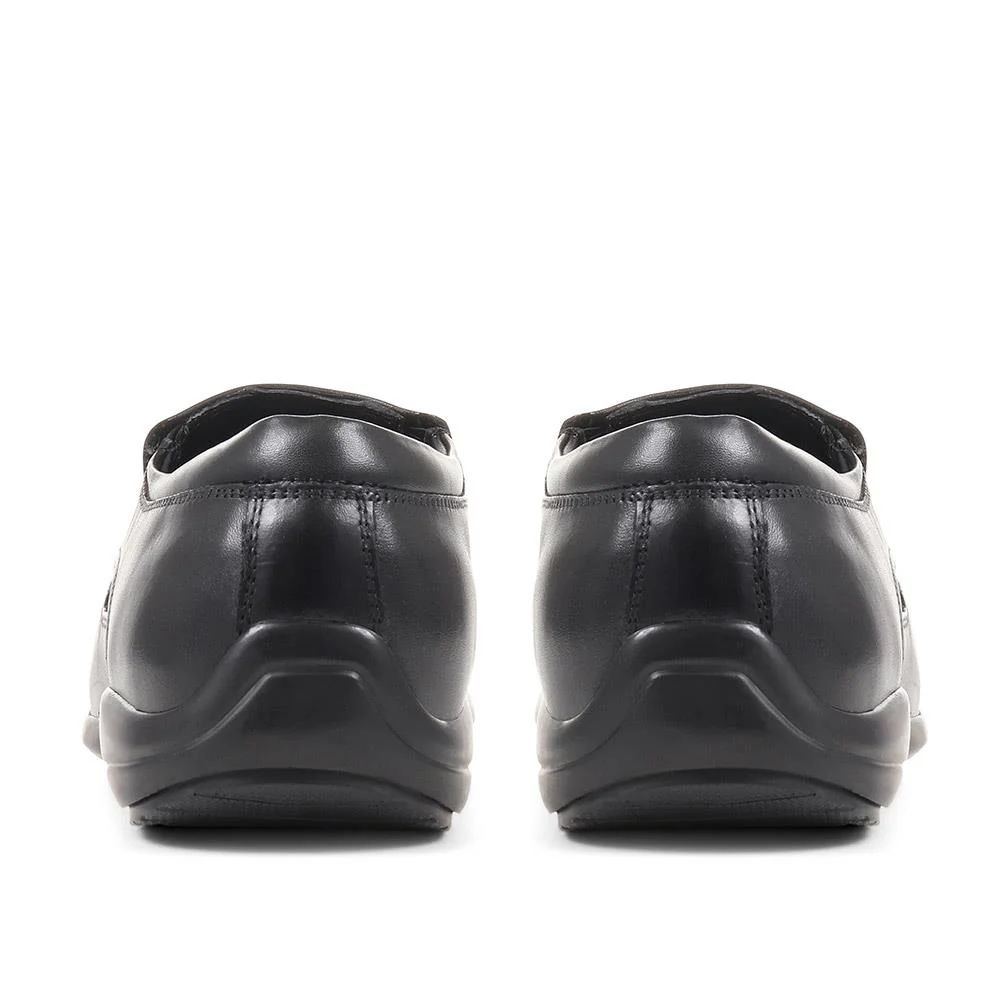 Wide Fit Leather Slip On Shoes - THEST36001 / 323 284 - Black - Image 3