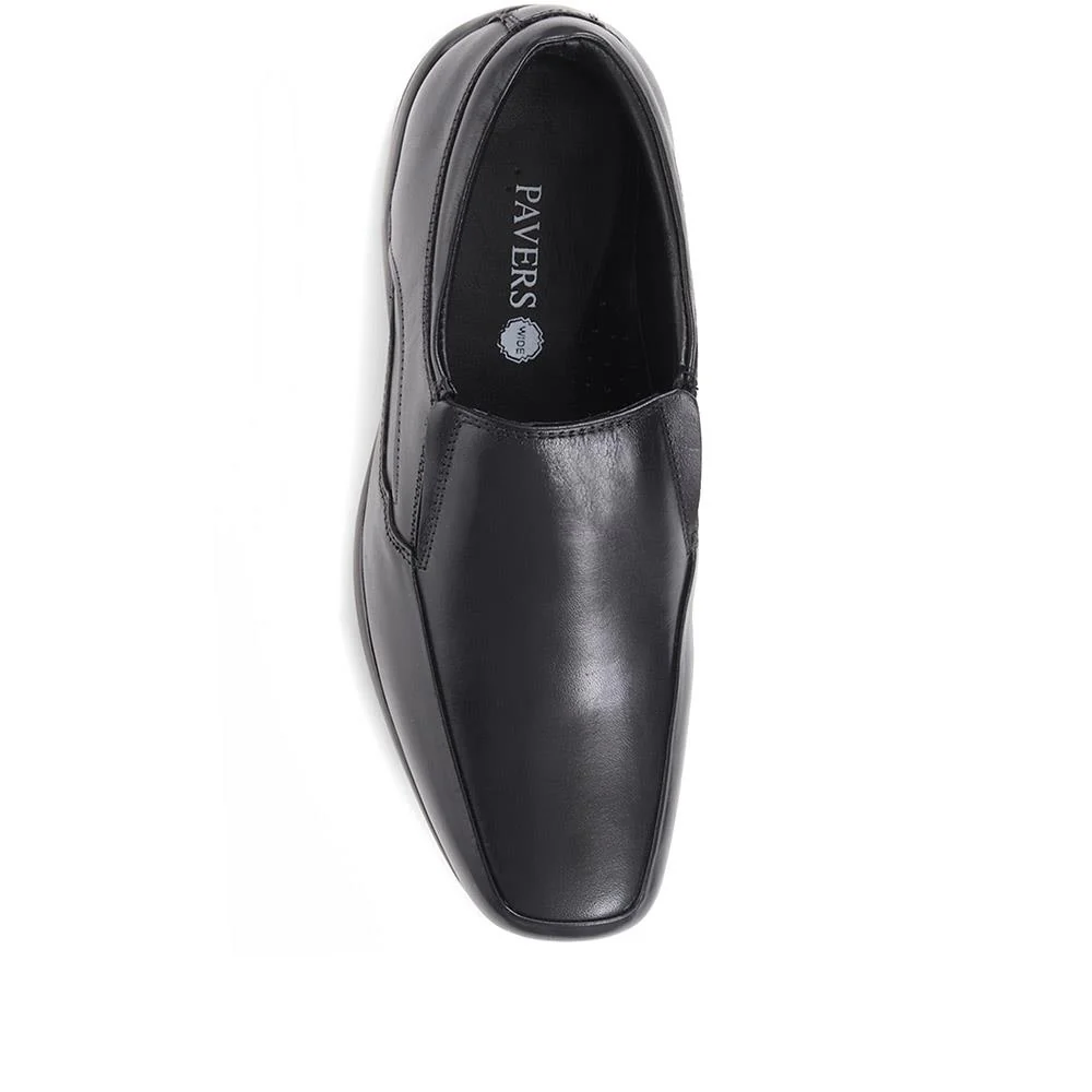Wide Fit Leather Slip On Shoes - THEST36001 / 323 284 - Black - Image 4
