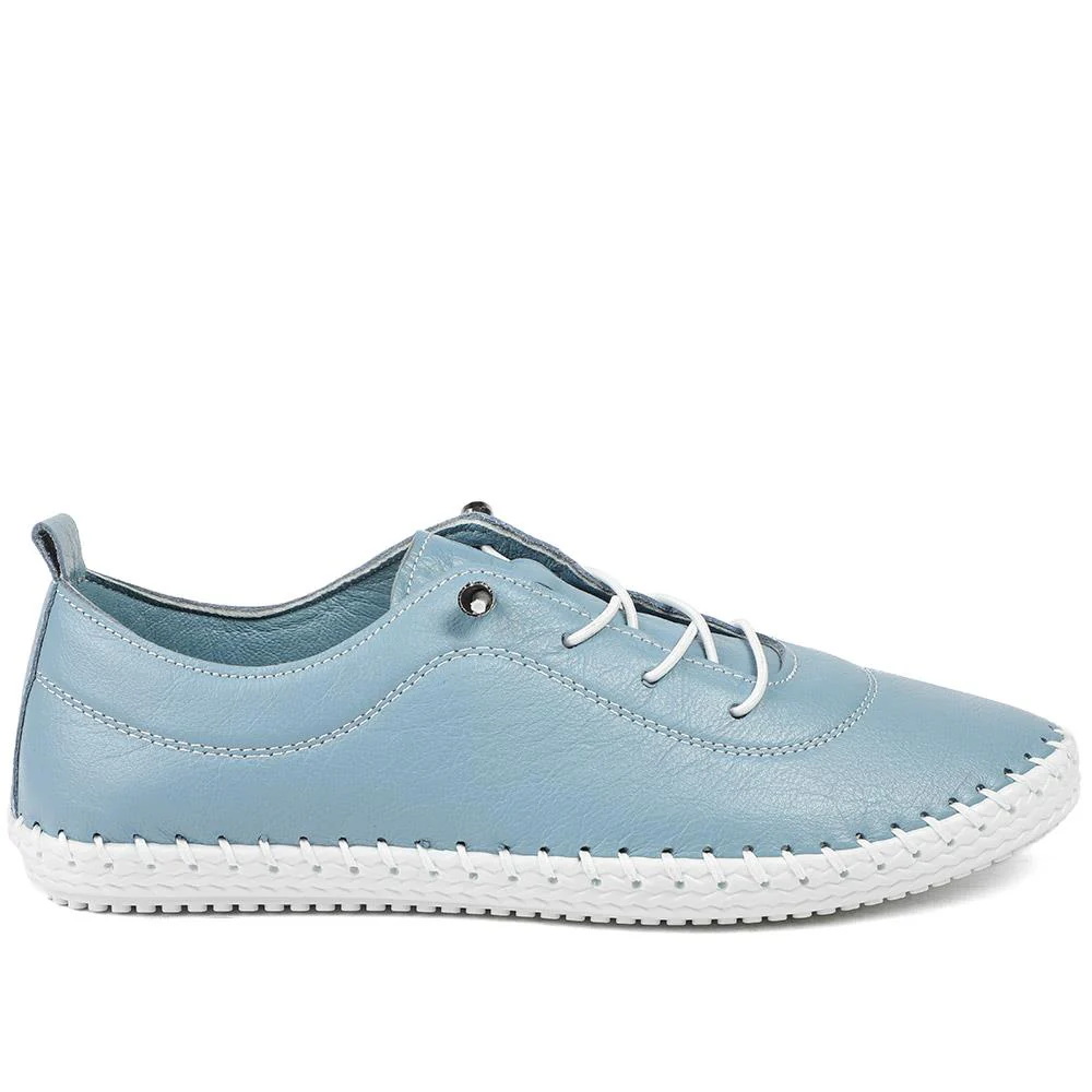 Leather Slip-On Trainers - GOKH37009 / 323 581 - Denim - Image 2