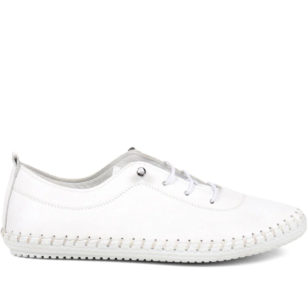 Leather Slip-On Trainers - GOKH37009 / 323 581 - White - Image 2