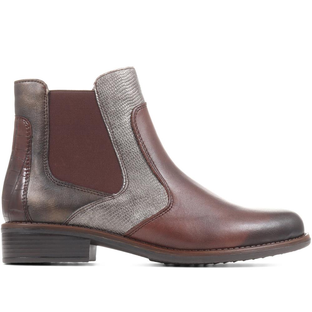 Leather Snakeskin Chelsea Boots - DRS36511 / 322 974 - Chocolate - Image 2