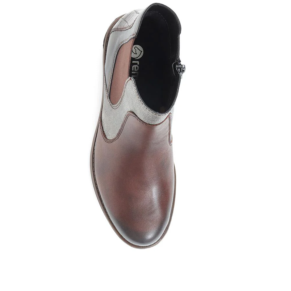 Leather Snakeskin Chelsea Boots - DRS36511 / 322 974 - Chocolate - Image 4