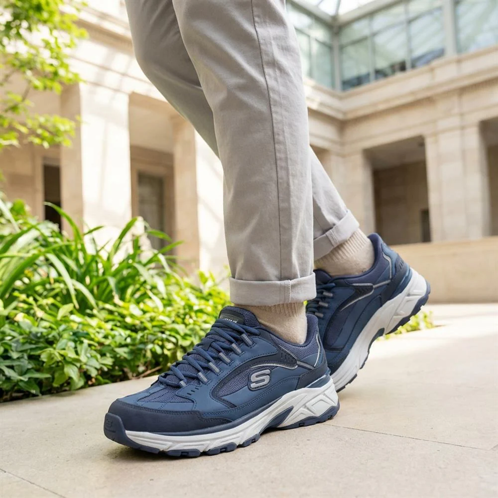 Skechers Slip-ins: Wide Fit Leather Trainers - SKE42033 / 327 740 - Navy - Image 2