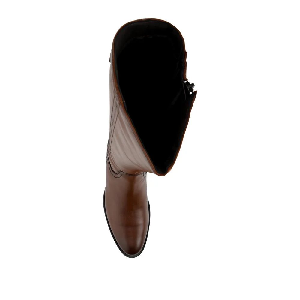 Leather Standard Calf Fit Long Boots - SAK42000 / 328 002 - Dark Tan - Image 4
