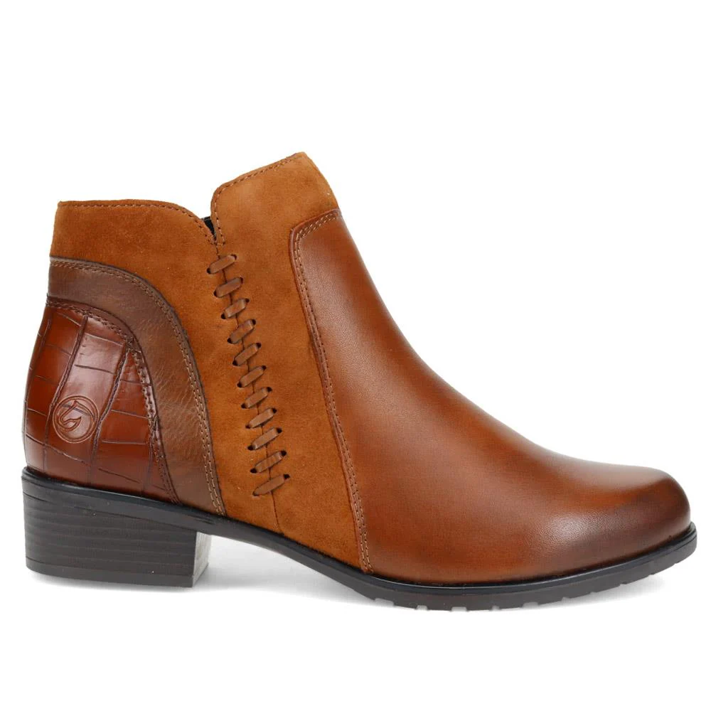 Leather Stitched Ankle Boots - DRS40512 / 326 359 - Tan - Image 2