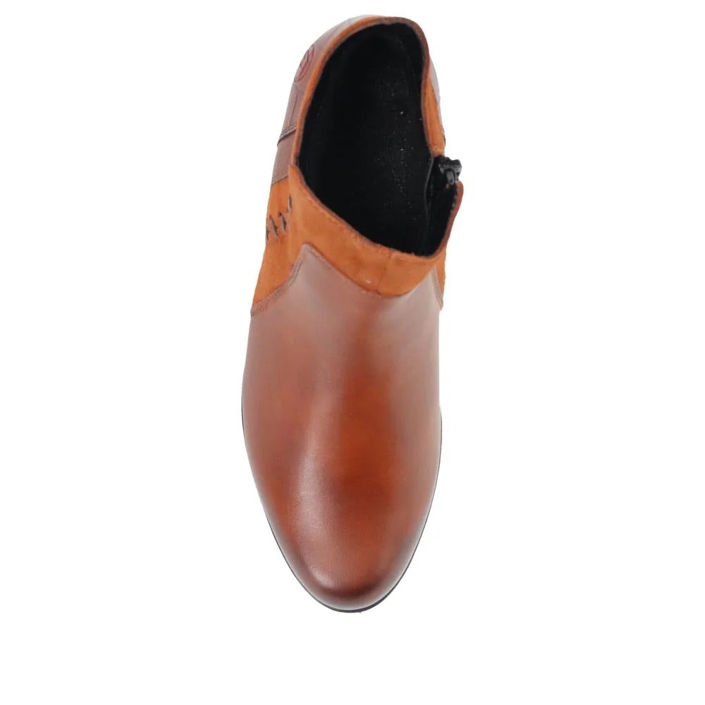 Leather Stitched Ankle Boots - DRS40512 / 326 359 - Tan - Image 5