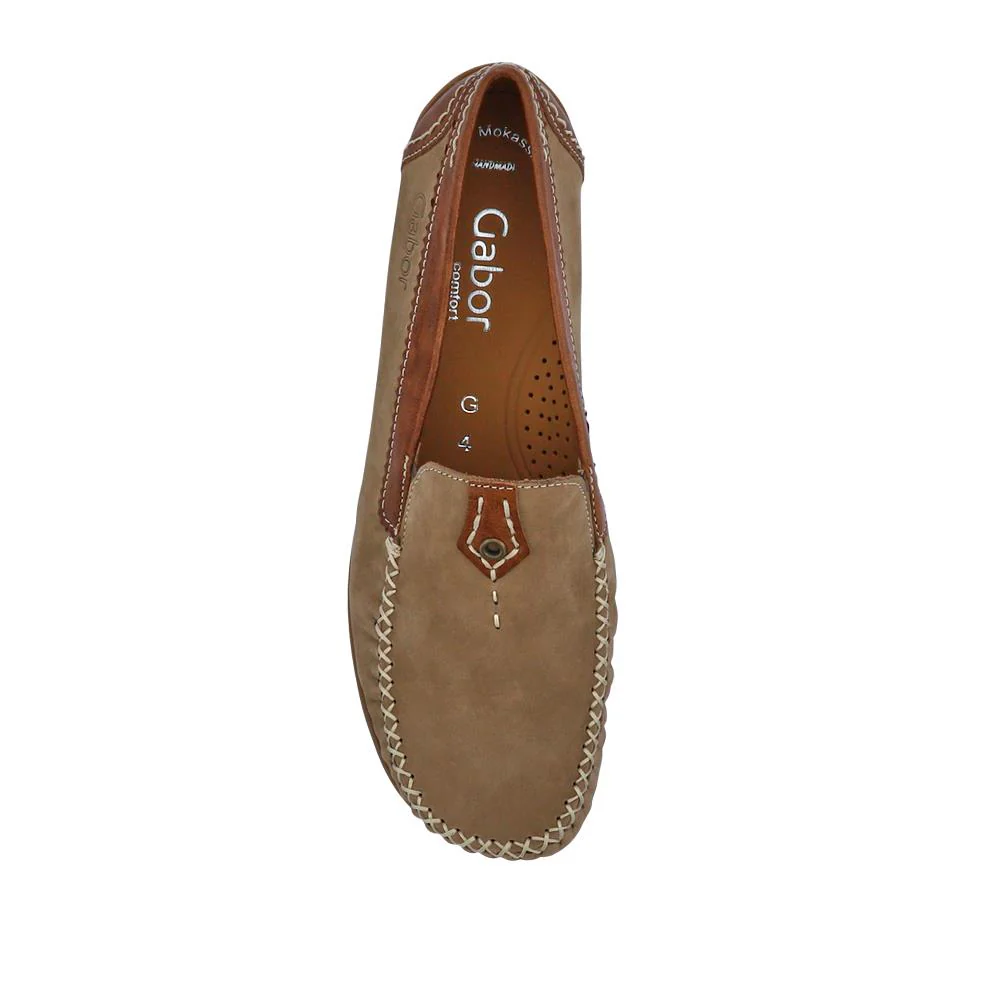 California Gabor Leather Stitched-Detail Loafers - GAB41531 / 327 037 - Tan - Image 6