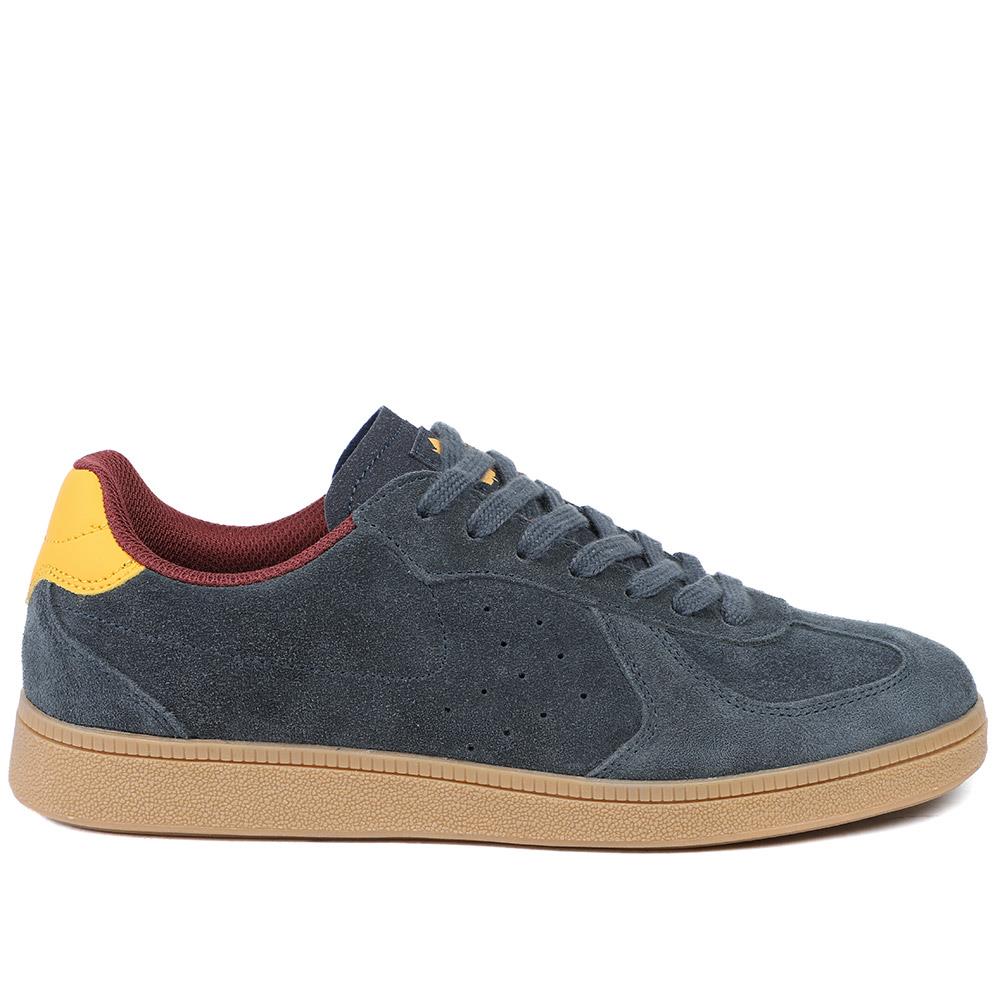 Leather Suede Lace Up Trainers - DINGX43004 / 329 047 - Navy - Image 2