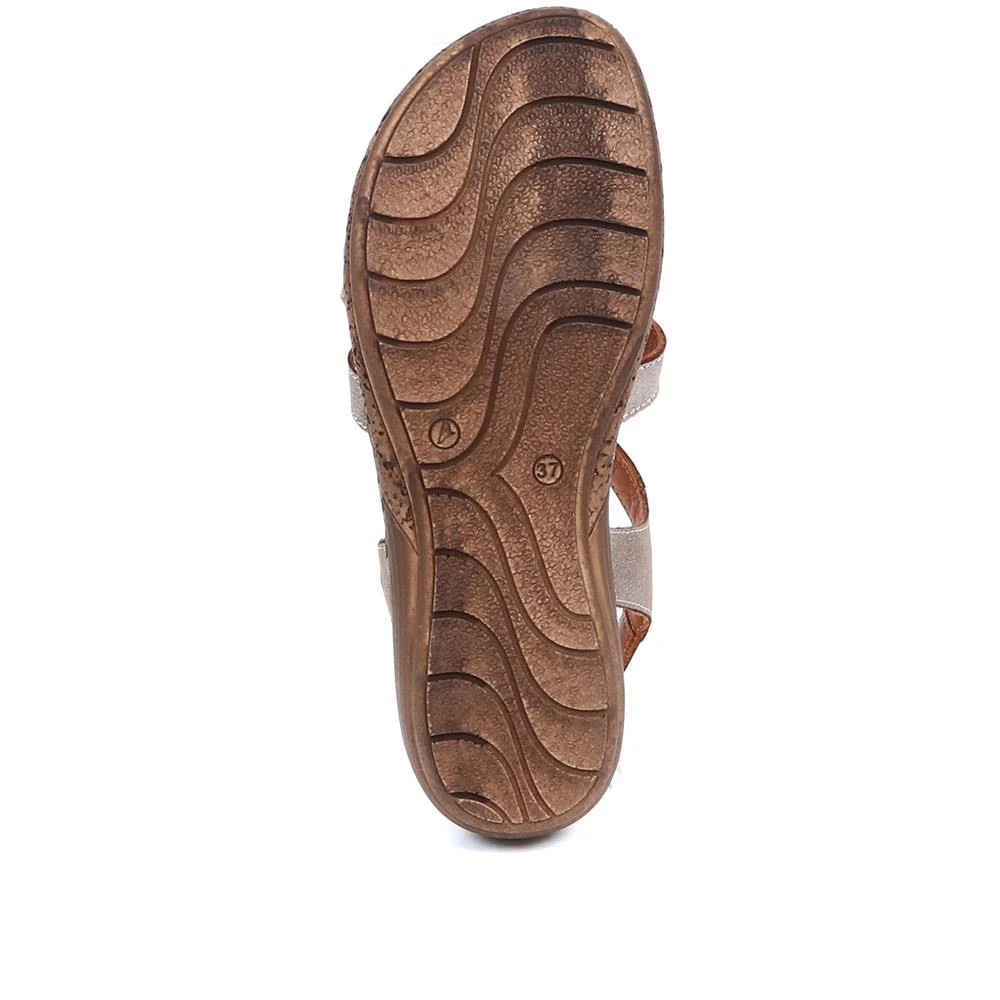 Leather T-Bar Sandals - LUCK33015 / 320 059 - Pewter - Image 4