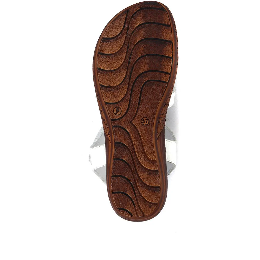 Leather T-Bar Sandals - LUCK33015 / 320 059 - White - Image 5