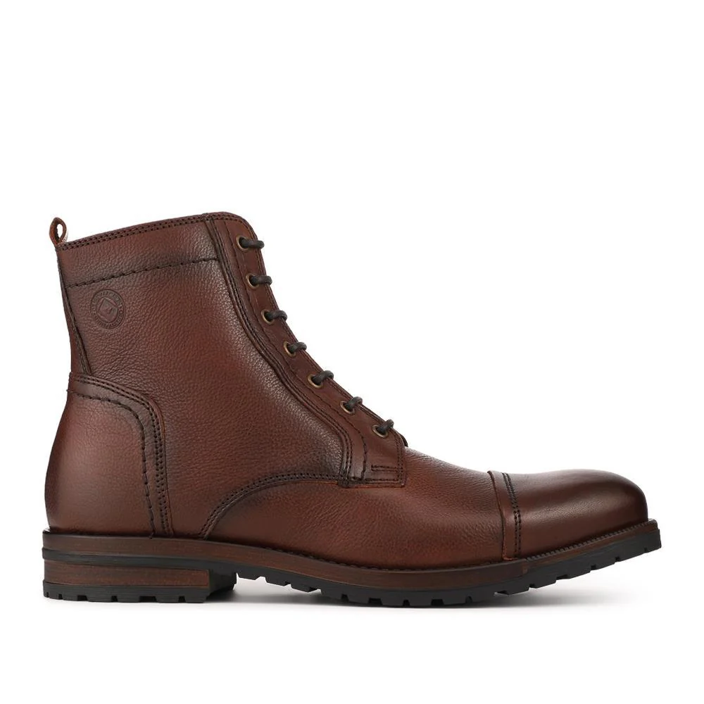 Leather Toe Cap Boots With Lace & Zip Fasten - ITAR42009 / 328 367 - Brown - Image 2