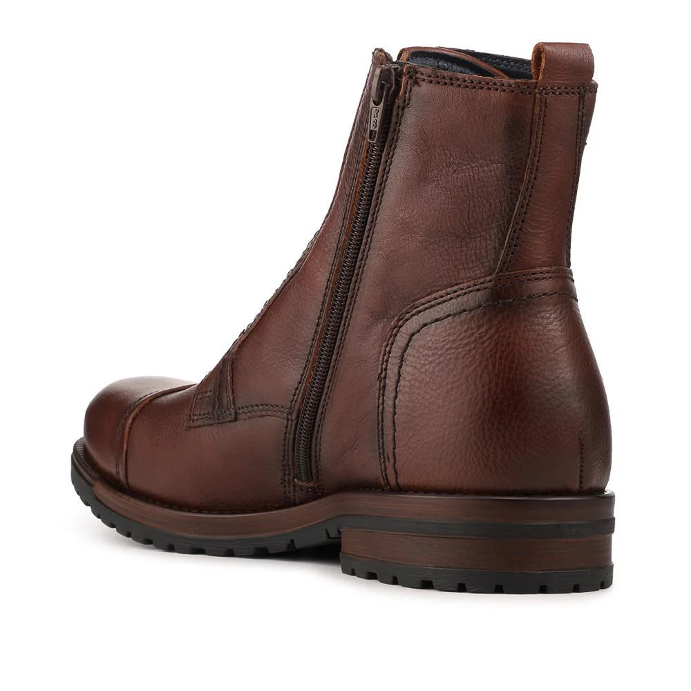 Leather Toe Cap Boots With Lace & Zip Fasten - ITAR42009 / 328 367 - Brown - Image 3