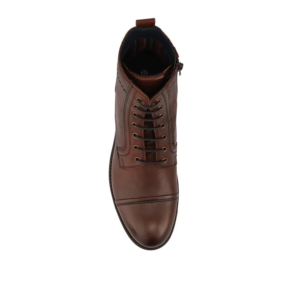 Leather Toe Cap Boots With Lace & Zip Fasten - ITAR42009 / 328 367 - Brown - Image 4