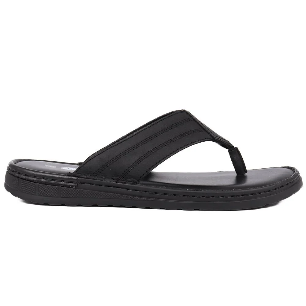 Leather Toe-Post Sandals - THEST39001 / 325 795 - Black - Image 2
