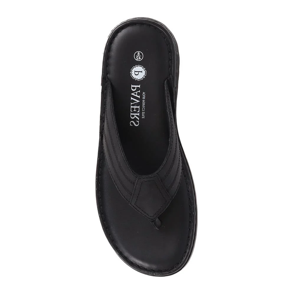 Leather Toe-Post Sandals - THEST39001 / 325 795 - Black - Image 4