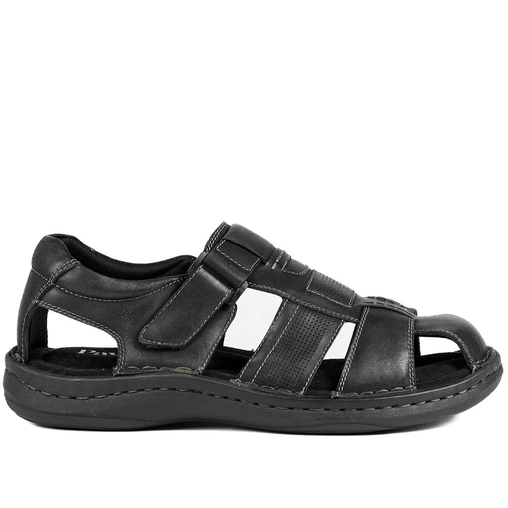 Leather Touch Fasten Fisherman Sandals - AATRA43005 / 328 928 - Black - Image 3