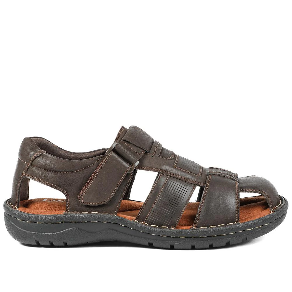 Leather Touch Fasten Fisherman Sandals - AATRA43005 / 328 928 - Dark Brown - Image 3