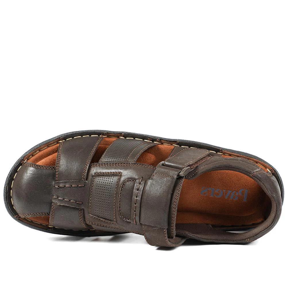 Leather Touch Fasten Fisherman Sandals - AATRA43005 / 328 928 - Dark Brown - Image 5