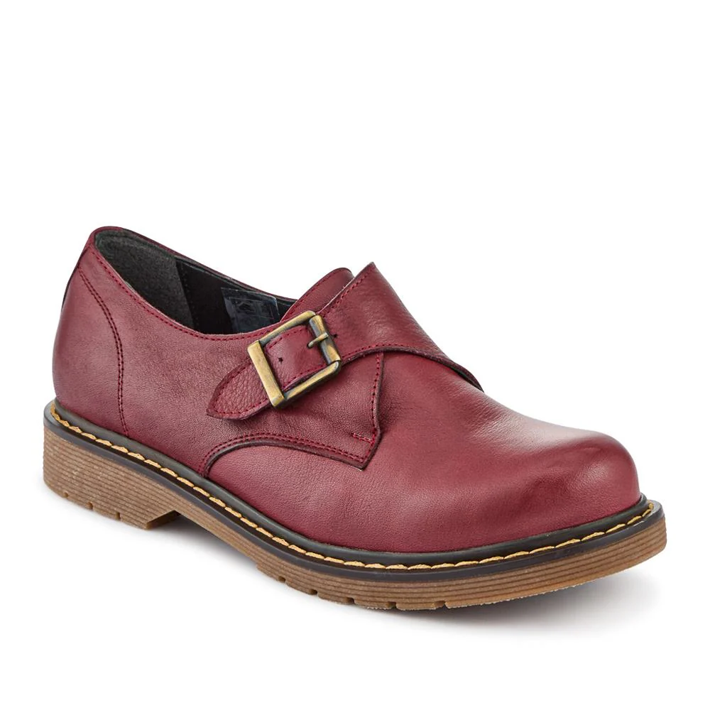 Leather Touch-Fasten Monk Shoes - BELYNR42002 / 328 345 - Burgundy