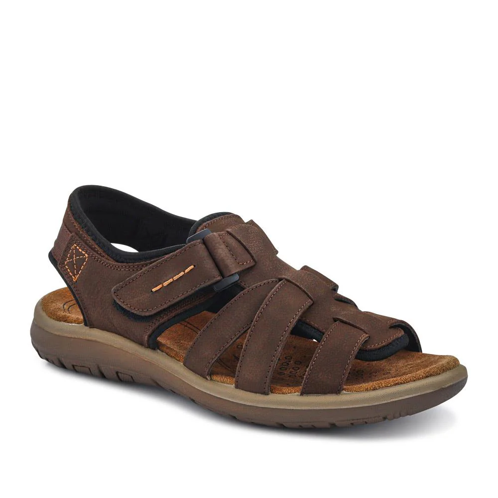 Leather Touch-Fasten Sandals - DDIN41010 / 327 397 - Brown