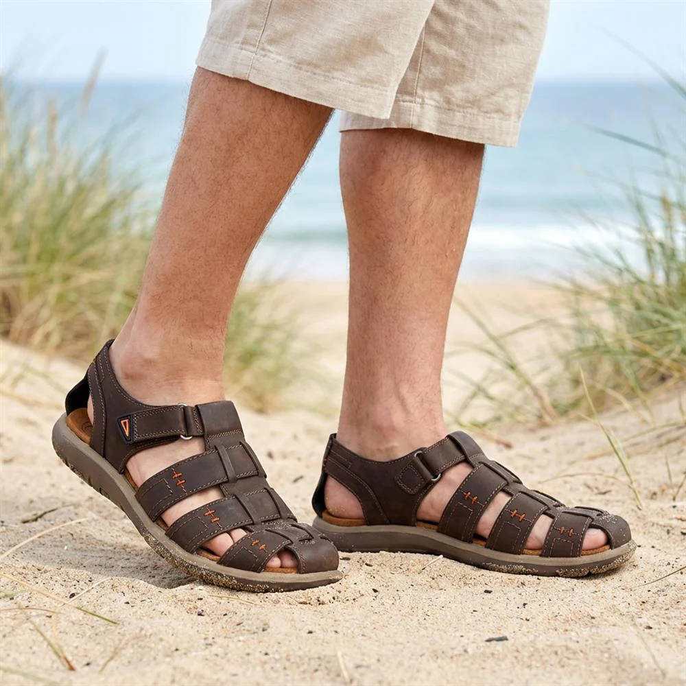 Leather Touch-Fasten Sandals - DDIN41016 / 327 267 - Dark Brown - Image 2