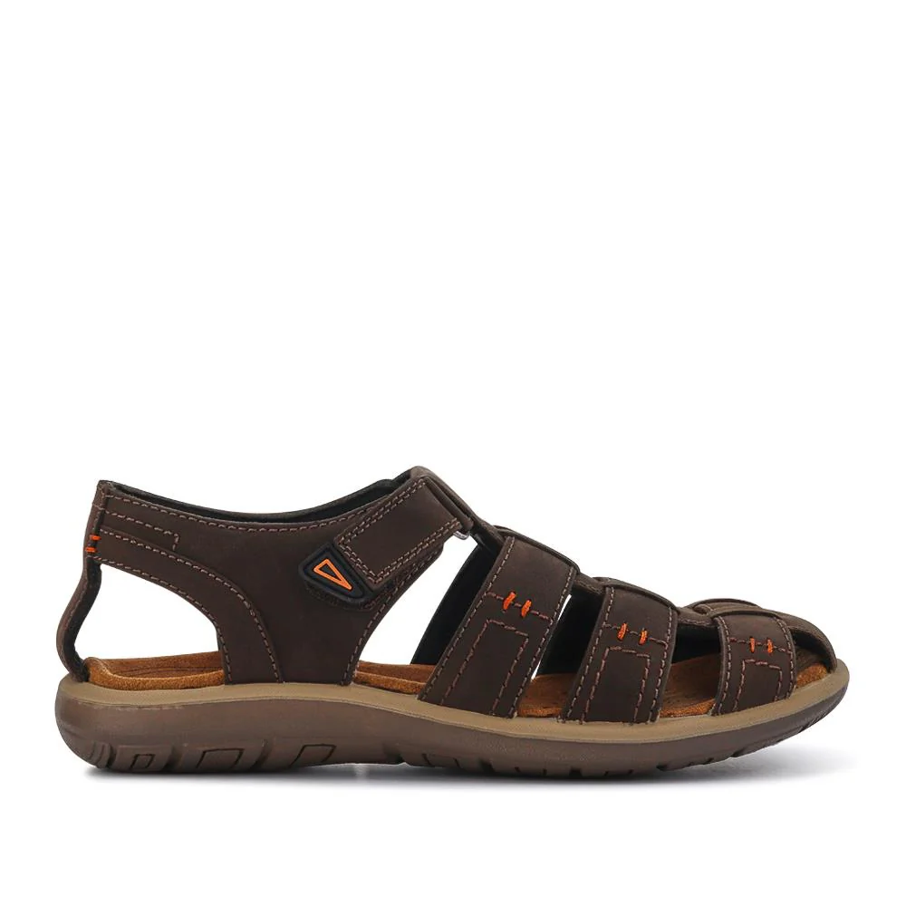 Leather Touch-Fasten Sandals - DDIN41016 / 327 267 - Dark Brown - Image 3