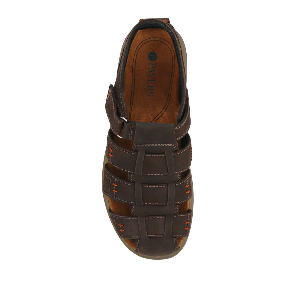 Leather Touch-Fasten Sandals - DDIN41016 / 327 267 - Dark Brown - Image 5