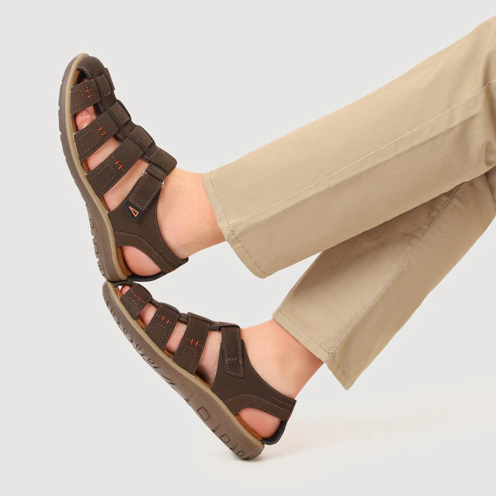 Leather Touch-Fasten Sandals - DDIN41016 / 327 267 - Dark Brown - Image 6