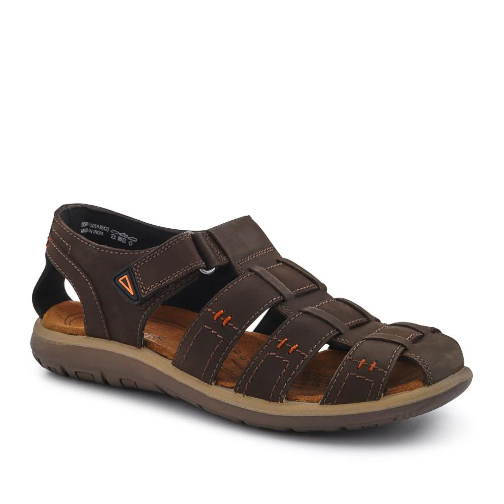 Leather Touch-Fasten Sandals - DDIN41016 / 327 267 - Dark Brown