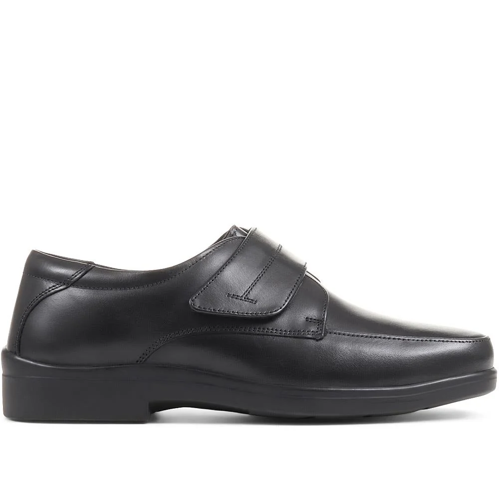 Wide Fit Leather Touch-Fasten Shoes - THEST36005 / 323 286 - Black - Image 2