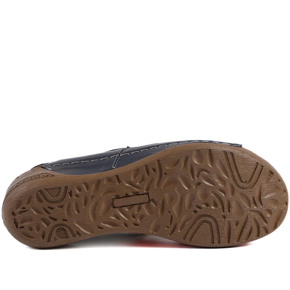Leather Touch Fasten Wedge Sandals - AS43001 / 329 300 - Navy Multi - Image 6