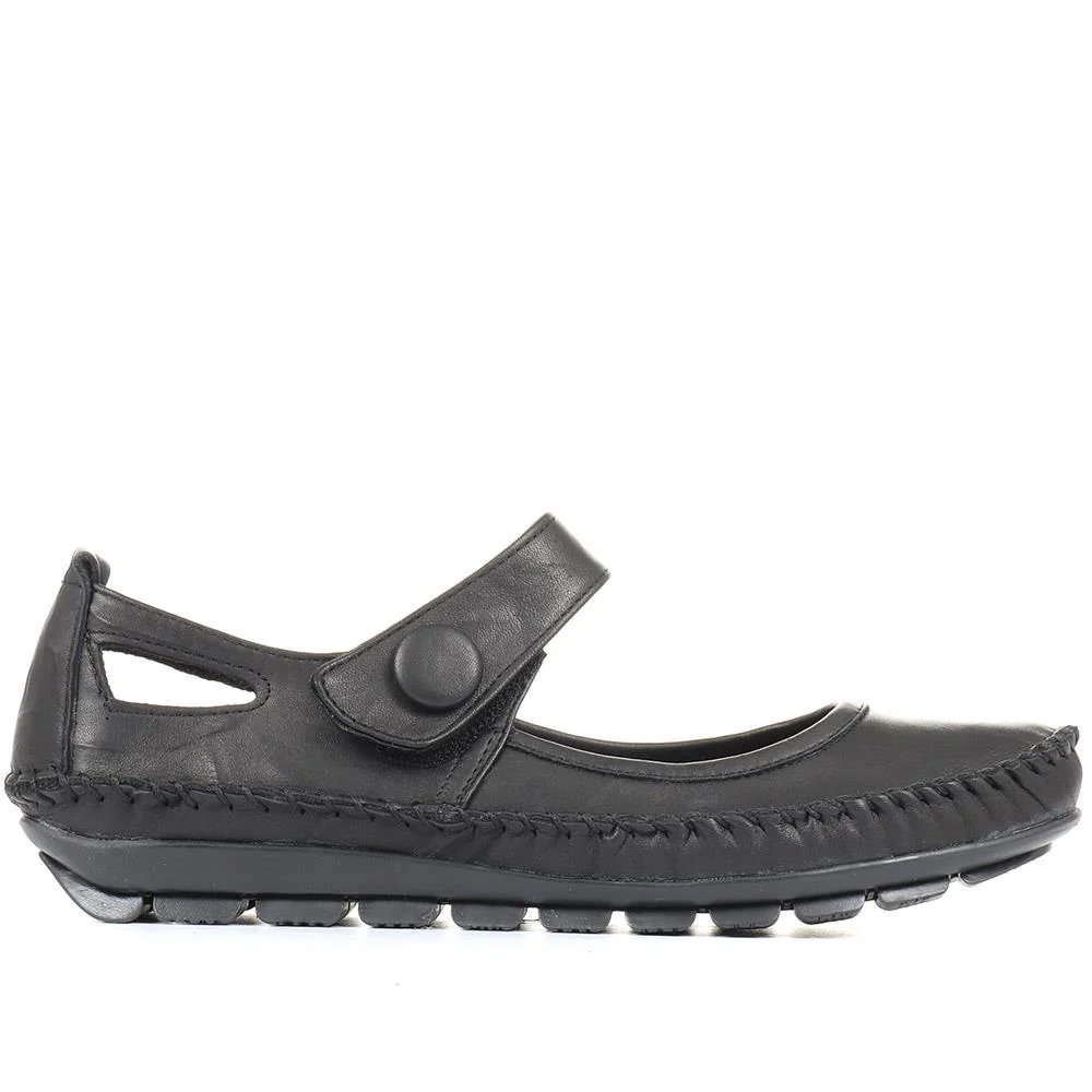 Leather Touch Fastening Mary Janes - SIMIN31005 / 318 210 - Black - Image 2
