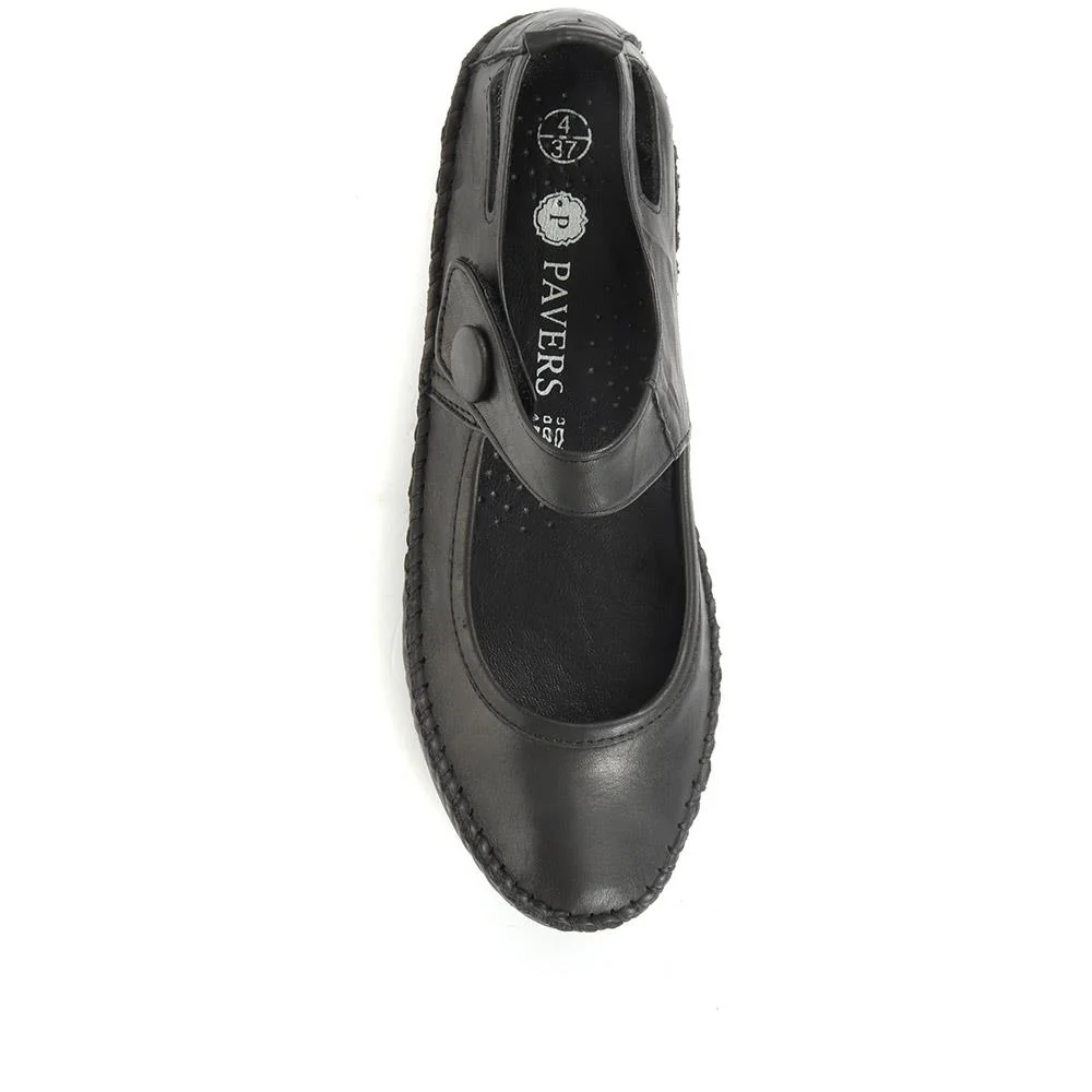 Leather Touch Fastening Mary Janes - SIMIN31005 / 318 210 - Black - Image 4