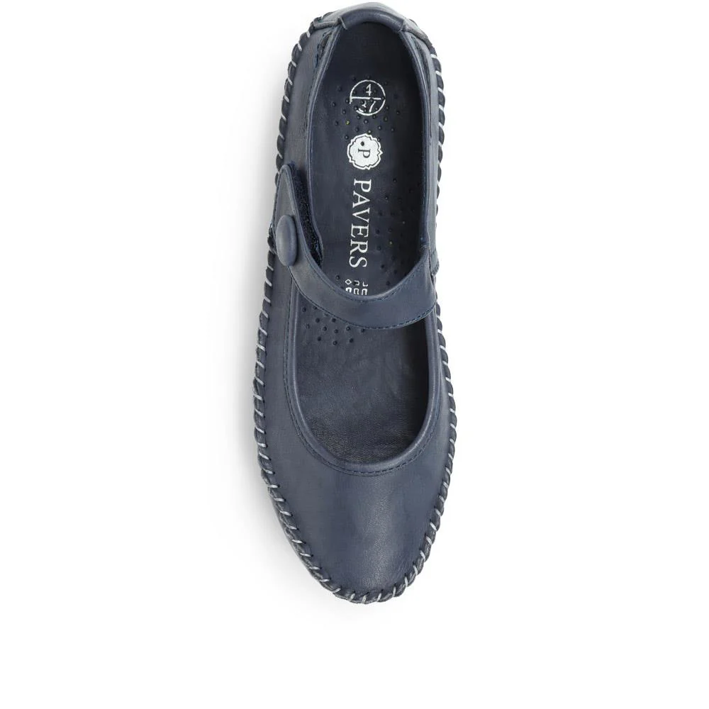 Leather Touch Fastening Mary Janes - SIMIN31005 / 318 210 - Navy - Image 5